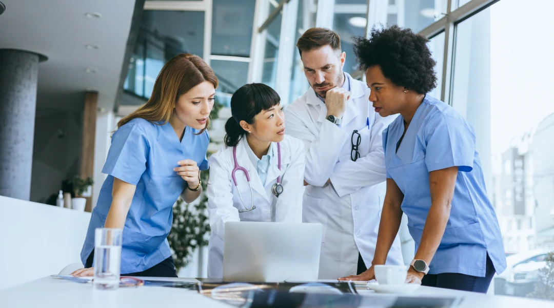 Healthcare professionals collaborating in a meeting