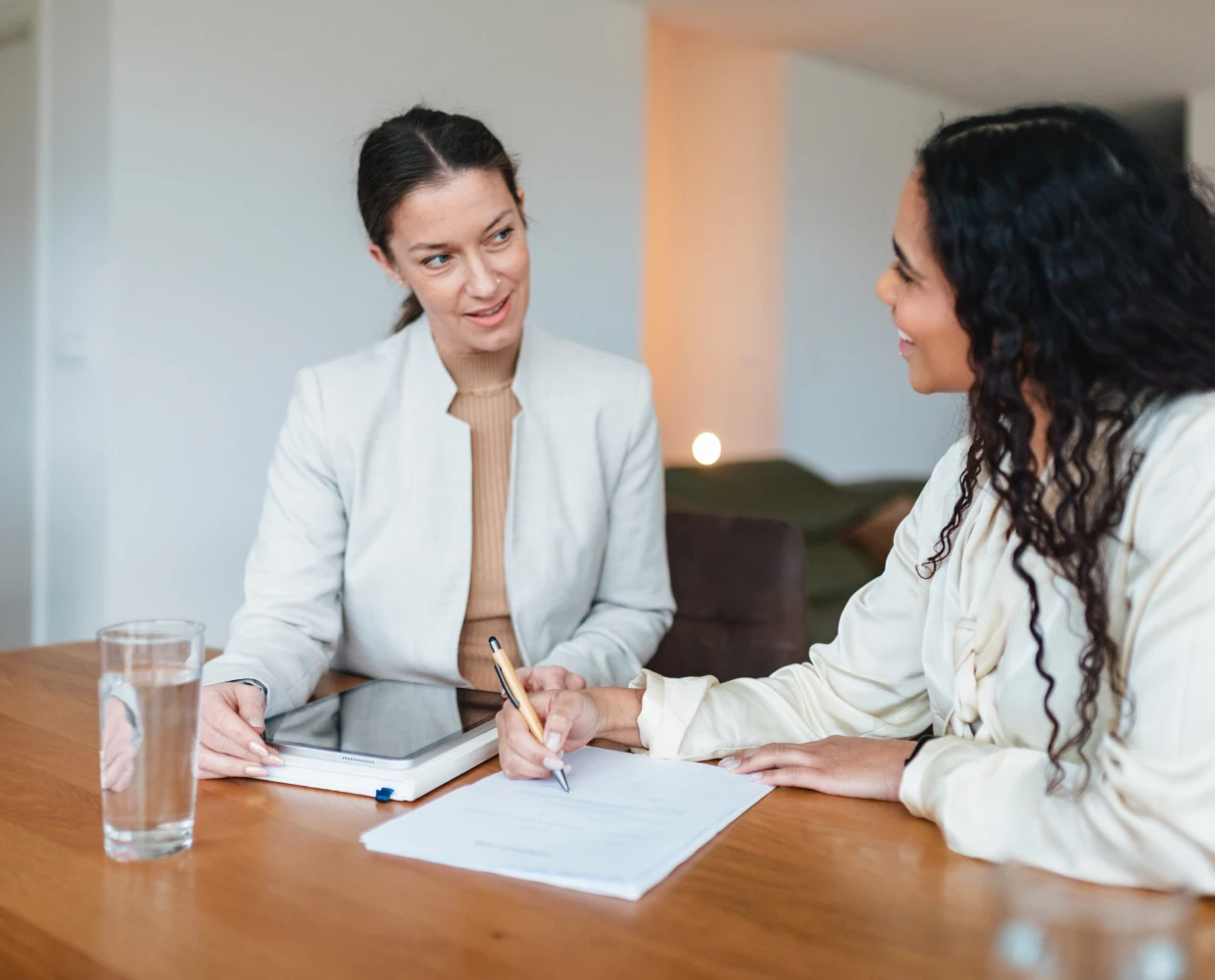 Professional meeting with two women