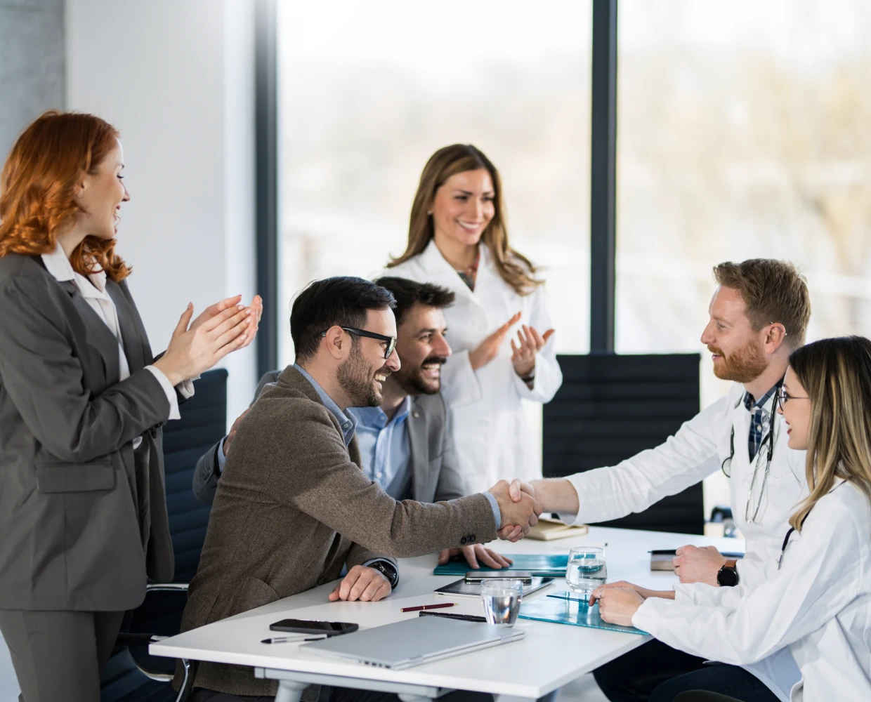 Business meeting with handshake